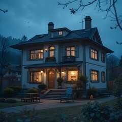 guest house, holiday home, villa, detached house, AI Generative