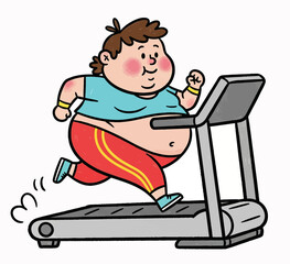Cartoon Person Running on a Treadmill for Exercise