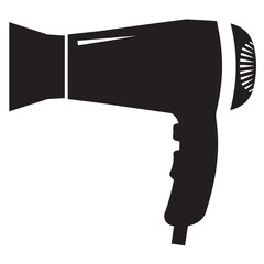 black and white silhouette of a hair dryer vector on a white background