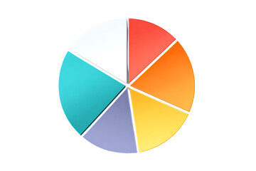 Vibrant 3D Pie Chart with Separate Slices, isolated on a transparent background.