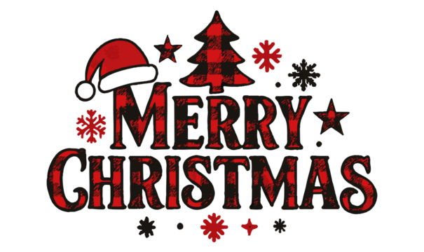 Vintage Christmas Typography in Red and Black Plaid Pattern, Merry Christmas, buffalo plaid, red and black pattern, vintage Christmas font, stylized typography, festive design,