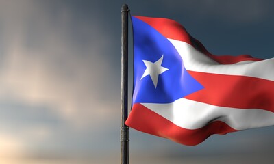 The Puerto Rico's National Pride: The flag of Puerto Rico gracefully waves in the breeze. Representing heritage, freedom and a proud nation.