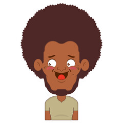 African American man playful face cartoon cute