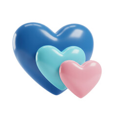Three_Nested_Glossy_Hearts_Blue_Cyan_Pink_Love_Isolated
