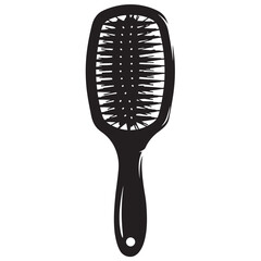 black and white silhouette of a Hairbrush vector on a white background