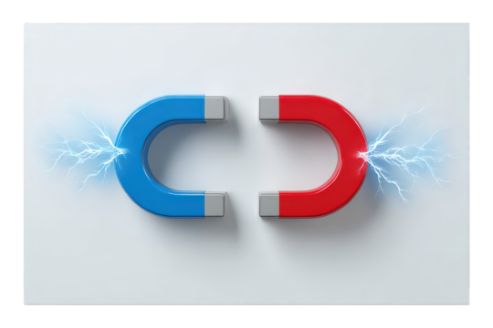 Attracting Magnets On White Background