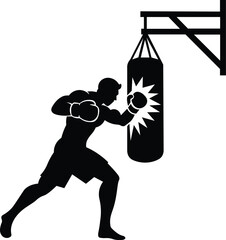silhouette illustration of a boxer training