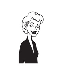 Beautiful Woman in Formal Dress Black and White Illustration Vector Art Design
