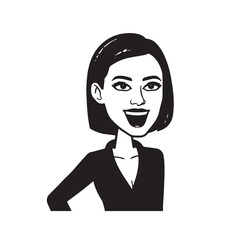 Beautiful Woman in Formal Dress Black and White Illustration Vector Art Design