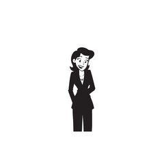 Beautiful Woman in Formal Dress Black and White Illustration Vector Art Design
