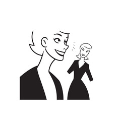 Beautiful Woman in Formal Dress Black and White Illustration Vector Art Design