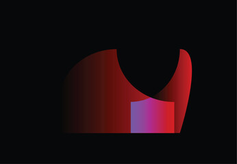 Fototapeta premium Abstract red and purple gradient shape on black background