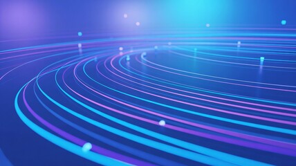 Dynamic light trails swirl in abstract digital network flow