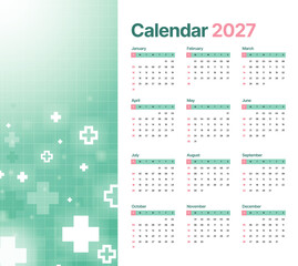 Minimalist Vector 2027 Calendar with Modern Abstract Design