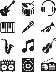 Musical instrument icons create vibrant atmosphere