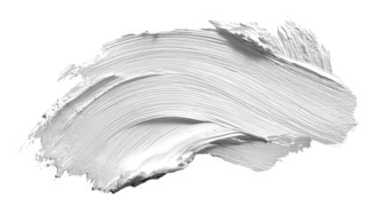 White brush stroke painting artistic texture abstract paint smear ink splash creative shape graphic element isolated on white background