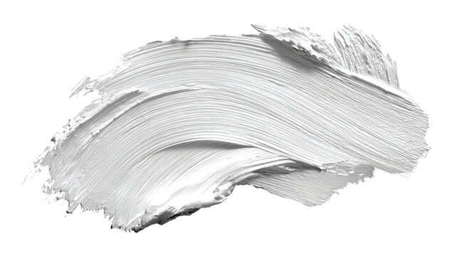 White brush stroke painting artistic texture abstract paint smear ink splash creative shape graphic element isolated on white background