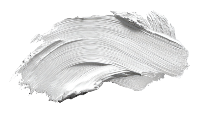 White brush stroke painting artistic texture abstract paint smear ink splash creative shape graphic element isolated on white background