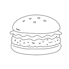 doodle burger pattern background. doodle fast food burger seamless pattern background. seamless pattern of hamburger in doodle style. Seamless Pattern of a Cheese Burger. Burger with stick. 