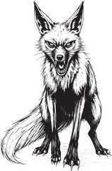 The Angry Fox. Hand drawn vector illustration
