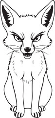 The Angry Fox. Hand drawn vector illustration