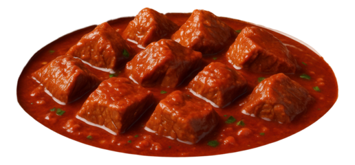 A single-serving goulash in a small, clear glass cup, showcasing the layering of ingredients and rich color of the sauce