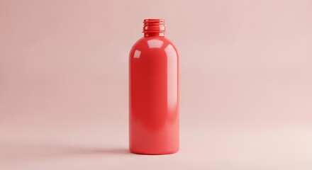 Red Glass Bottle, Studio Shot, Minimalist Design.