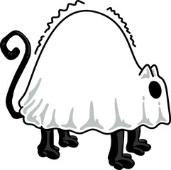 Halloween Cat Ghost Cartoon Illustration