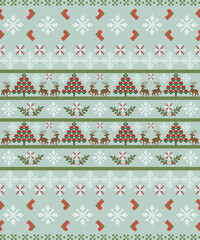 seamless pattern Christmas pixel mint green color 