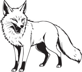 The Angry Fox. Hand drawn vector illustration
