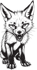 The Angry Fox. Hand drawn vector illustration