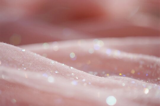Soft Pink Fabric with Sparkling Sequins for Decorative Use