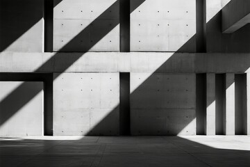 Fototapeta premium Black and white concrete structure with sharp shadows