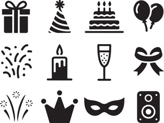 Fototapeta premium Celebrate with party icons, a festive collection