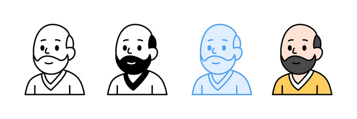 Elderly Man Smile Icon Set Multiple Style Collection