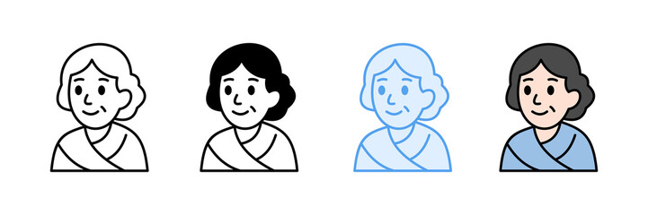 Elderly Woman Icon Set Multiple Style Collection