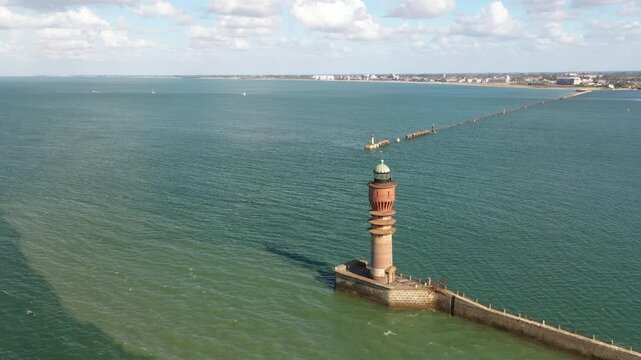 Drone Footage of Saint-Pol Lighthouse and Dunkirk Coastline