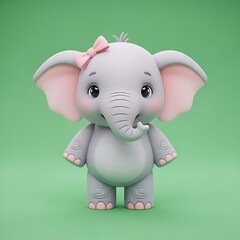 Cute Elephant with Bow Illustration