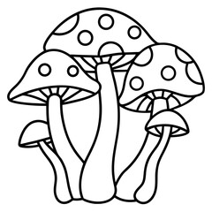 Mushroom Cluster Line Art Vector