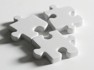 Obraz premium White Jigsaw Puzzle Pieces Arranged in Group on White Background