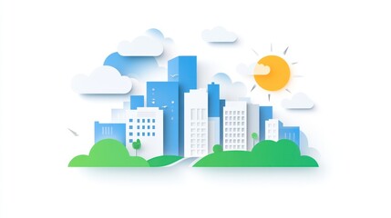 Cityscape papercut illustration