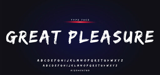 Lettering font isolated on black background. Texture alphabet in street art and graffiti style. Grunge and dirty effect. Vector brush letters. © Mark