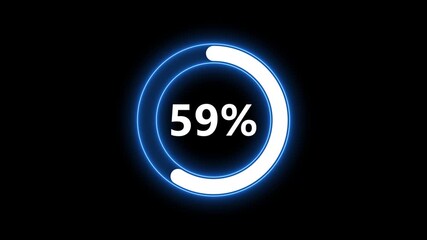 Glowing blue ring progress bar showing 35 percent loading on black background percentage circle