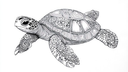 Ornate sea turtle illustration