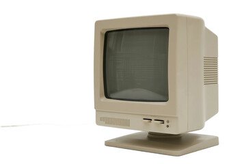Old-fashioned cathode ray tube computer monitor display