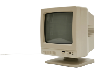 Old-fashioned cathode ray tube computer monitor display
