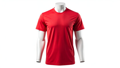 Red T-Shirt on Mannequin Studio Shot.