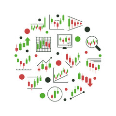 Buying and Selling Crypto colored banner - vector Digital Currency Trading round illustration