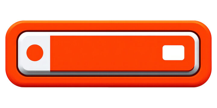 Orange Rectangular Button With White Inner Circle And Border
