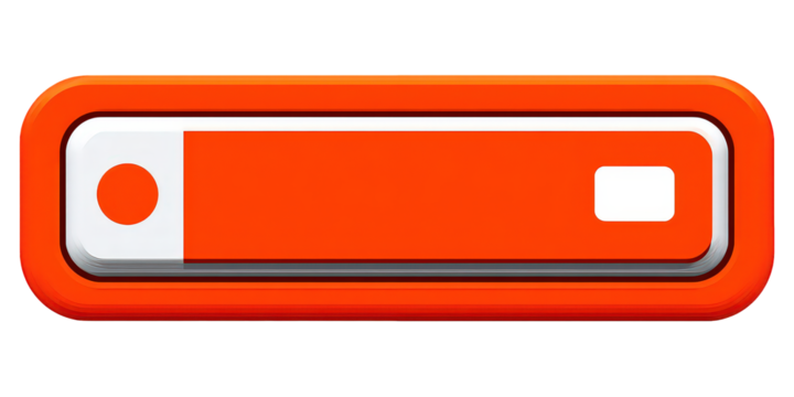 Orange Rectangular Button With White Inner Circle And Border